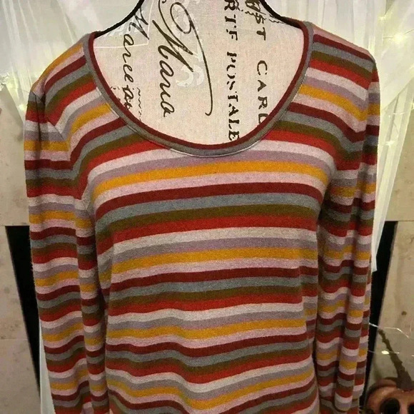 Madewell Sweater. Striped. Size Medium. Preowned. Scoop Neck. Multicolored. - Picture 1 of 5
